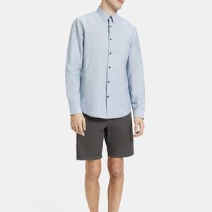 Theory like new Standard-Fit Shirt in Cotton-Linen Color Marsh